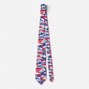 Cravate Camouflage rouge blanc et bleu
