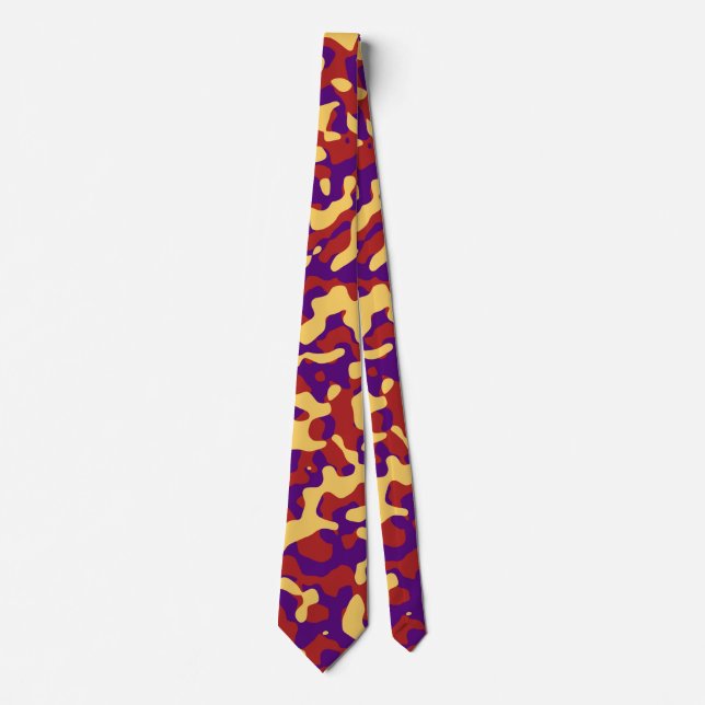 Cravate Camouflage rouge en jaune et violet (Devant)