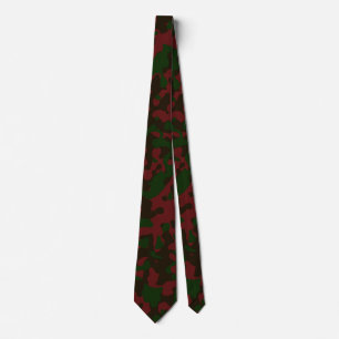 Cravate Camouflage rouge profond en vert foncé et noir