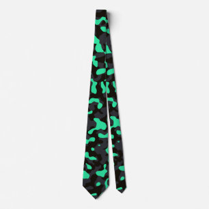 Cravate Camouflage vert brillant au charbon et noir