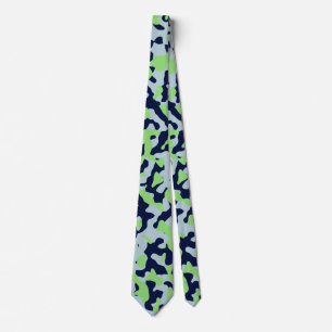 Cravate Camouflage vert clair en bleu clair marine