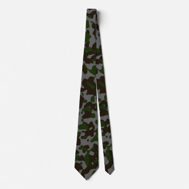Cravate Camouflage vert foncé en Brown et gris (Devant)