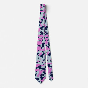 Cravate Camouflage violet en bleu profond et bleu doux
