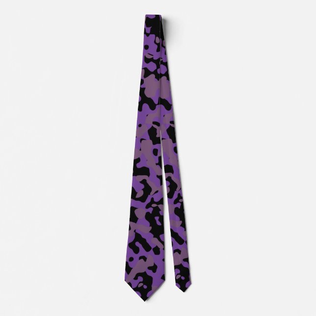 Cravate Camouflage violet foncé en Rose Dusty et noir (Devant)