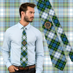 Cravate Campbell Crest sur tartan de robe