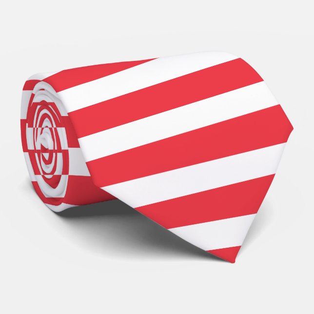 Cravate Cane de bonbon rouge et blanc rayé horizontal simp (Roulé)