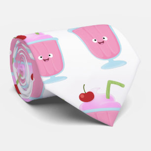Cravate Caricature de crème glacée de fraise mignonne