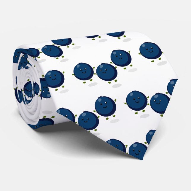 Cravate Caricature mignonne de bleuets violets (Roulé)