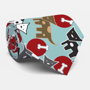 Cravate Caricature mignonne Doggies et os Fun Animaux