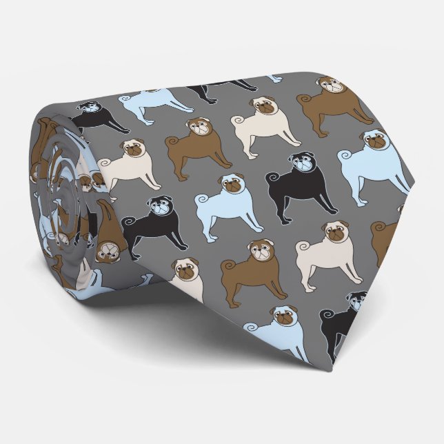 Cravate Carlin Chien Chien Chien Chien Chiot Cute Motif mu (Roulé)