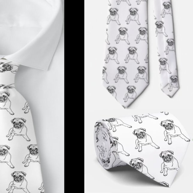 Cravate Carlin tendance Chien blanc classique moderne Crav (Créateur téléchargé)