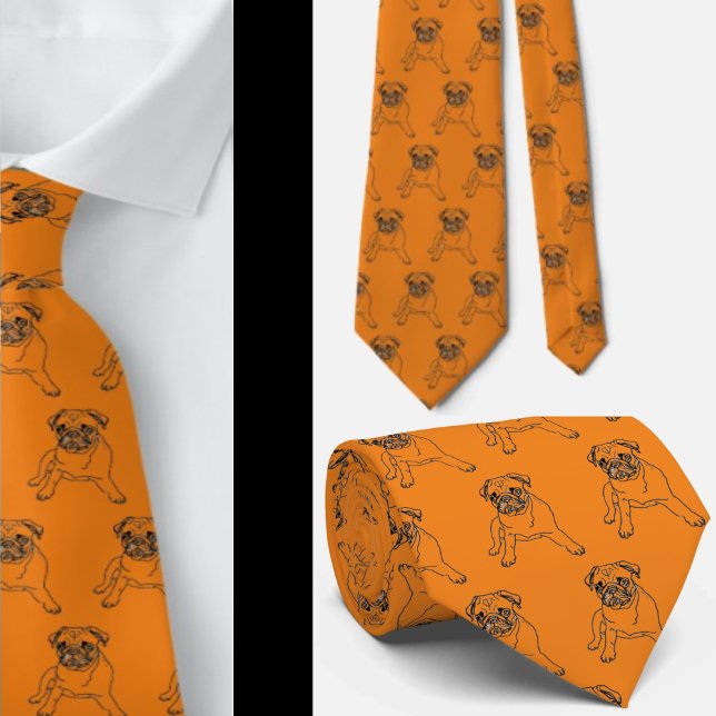 Cravate Carlin tendance Chien Orange Classique Moderne Cra (Créateur téléchargé)