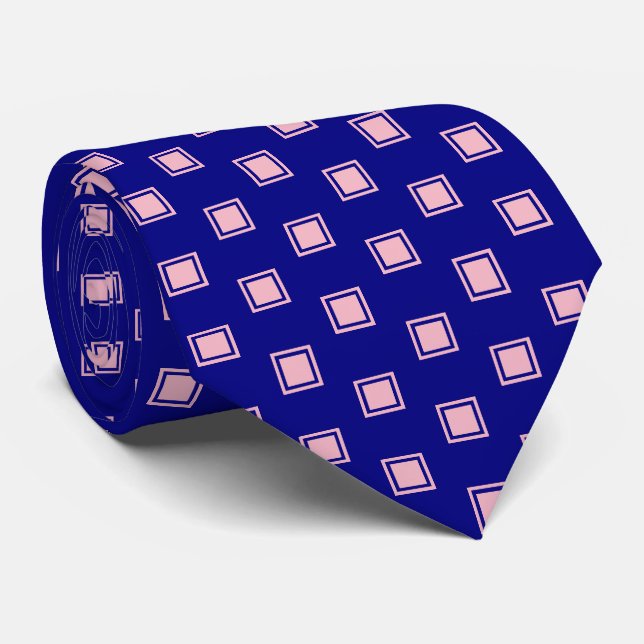 Cravate Carré Motif rose et bleu marine  masculine (Roulé)