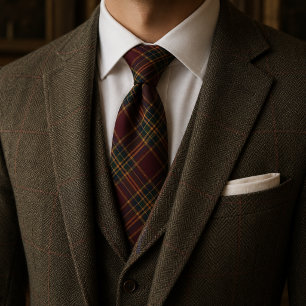 Cravate Carreaux d'héritage de Bourgogne Tartan Vieille Ar