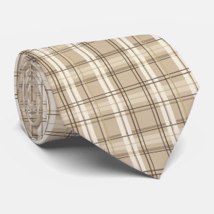 Cravate Carreaux écossais beige neutre
