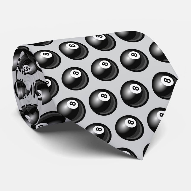 Cravate Carreaux motif de billard huit bille (Roulé)