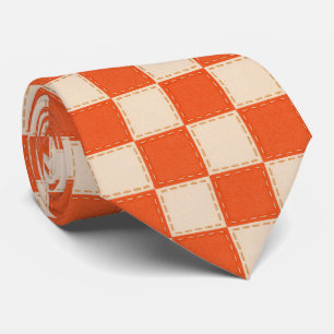 Cravate Carreaux Orange & Crème