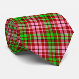 Cravate Carreaux Rouge Tartan Rose et Vert