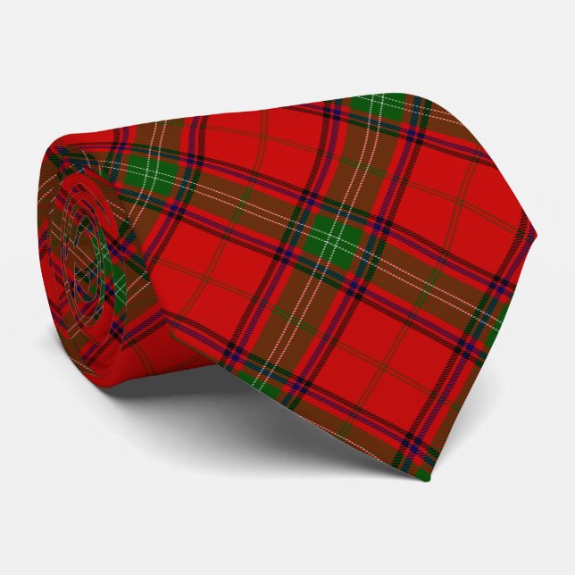 Cravate carreaux rouge vert tartan Seton (Roulé)