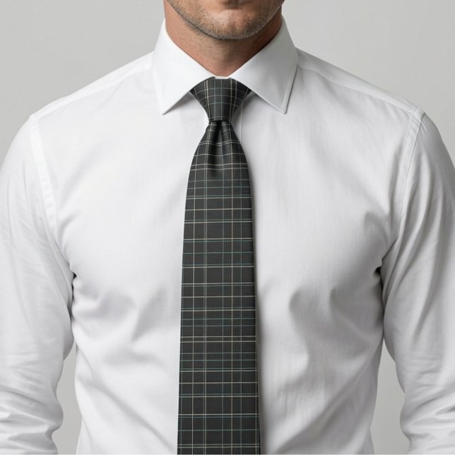 Cravate Carreaux Tartan Gris Charbon  (Créateur téléchargé)
