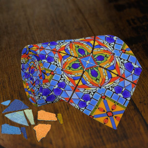 Cravate Carrelage médiéval Bleu