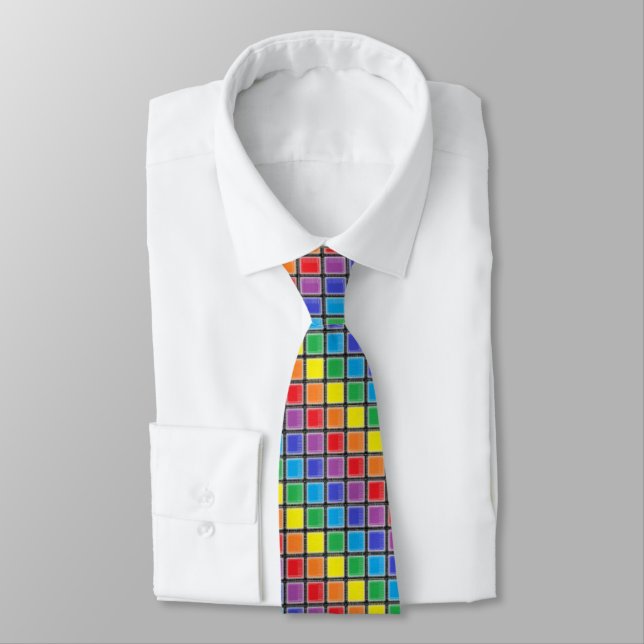Cravate Carrés arc-en-ciel (Attaché)