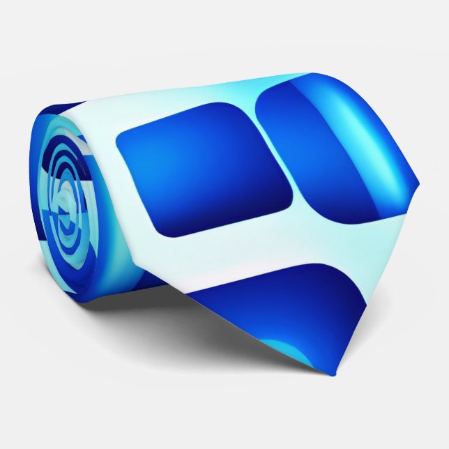 Cravate Carrés bleus et Rectangles Motif isométrique (Roulé)