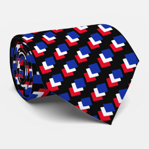 Cravate Carrés bleus, rouges et blancs modernes sur fond n