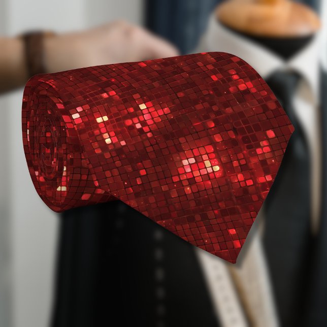 Cravate Carrés de style disco rouge motif de la Saint-Vale (Créateur téléchargé)