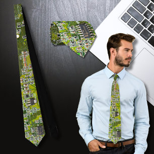 Cravate Carte de circuit Geek d'ordinateur vert clair