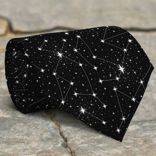Cravate Carte des étoiles noir et blanc Constellations Ast
