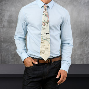 Cravate Carte du monde vintage, Vol avion, Cool