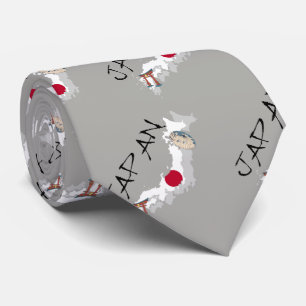 Cravate Carte et drapeau du Japon