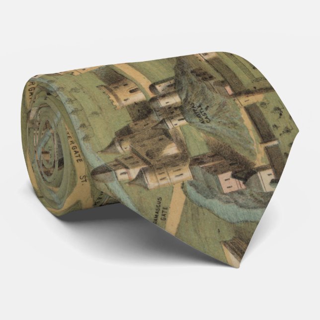 Cravate Carte imagée vintage de Jérusalem Israël (1871) (Roulé)