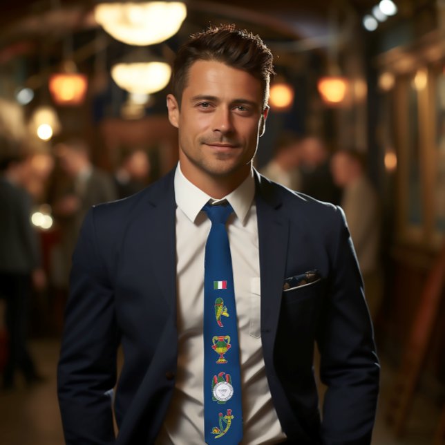 Cravate Carte italienne sicilienne Aces Nostalgia bleu (Sicilian Italian Cards Aces Nostalgia Tie)