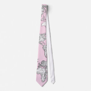 Cravate carte rose du monde
