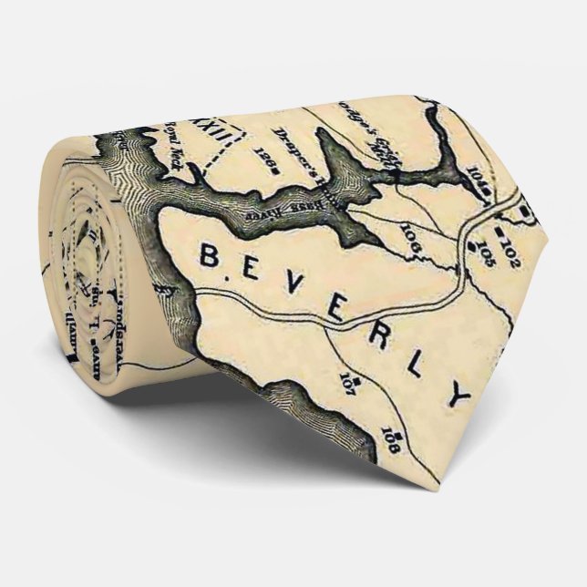 Cravate Carte vintage 1692 de Salem Massachusetts (1866) (Roulé)