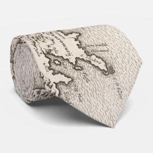 Cravate Carte vintage de Crète Grèce (1680)