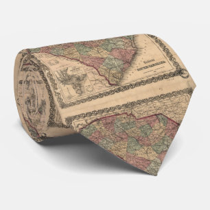 Cravate Carte vintage de la Caroline du Sud (1865)