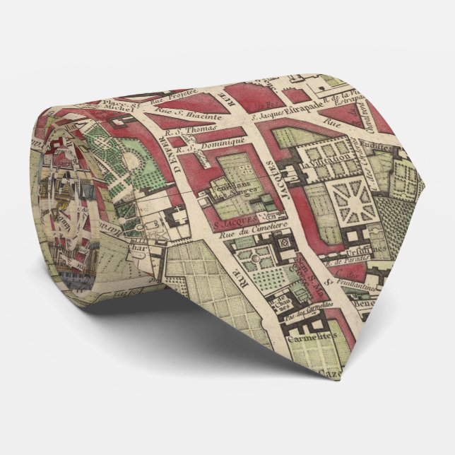 Cravate Carte vintage de Paris France (1784) (Roulé)