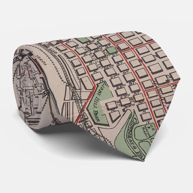 Cravate Carte vintage de Richmond VA (1914) (Roulé)