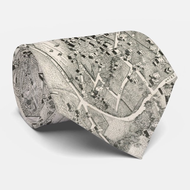 Cravate Carte vintage de Woburn MA (1883) (Roulé)