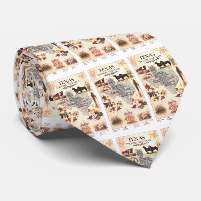 Cravate Carte vintage du Texas (1912) (Roulé)