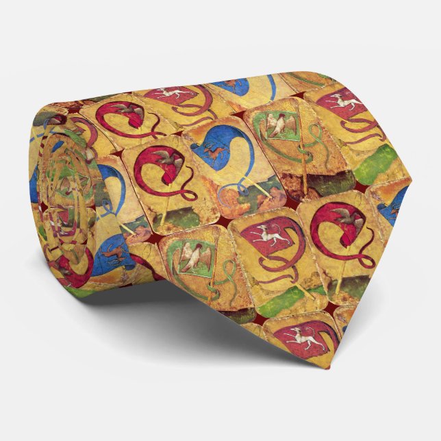 Cravate Cartes de cour allemandes drapeaux /Chiens, Cerfs, (Roulé)
