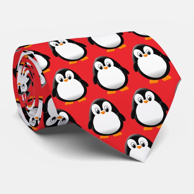 Cravate Carton rouge pingouin (Roulé)