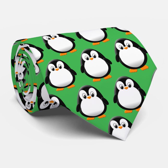Cravate Carton vert mignon en pingouin (Roulé)
