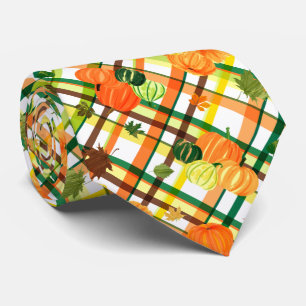 Cravate Cas de Leaves Pumkin Plaid Pattern