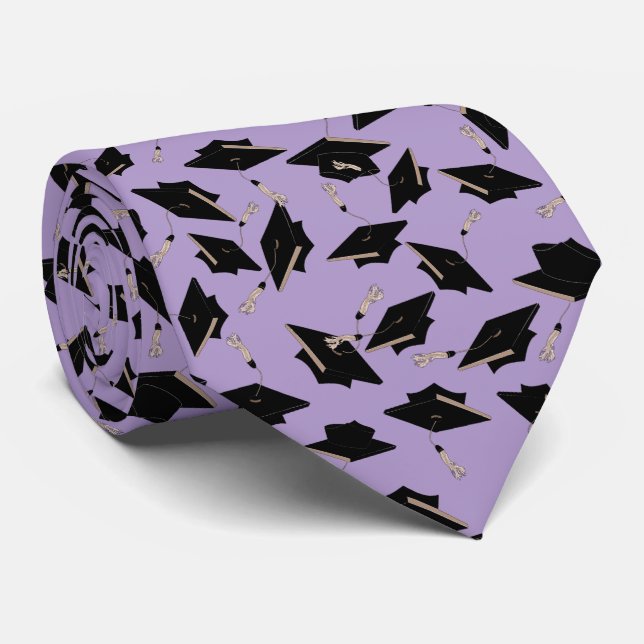 Cravate Casquettes de graduation noir jetées dans la lavan (Roulé)