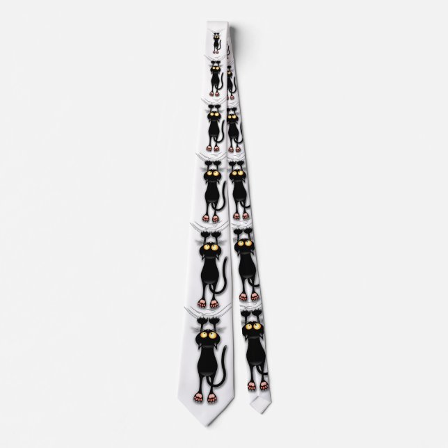 Cravate Cat funny Character Scratching Fabric (Devant)
