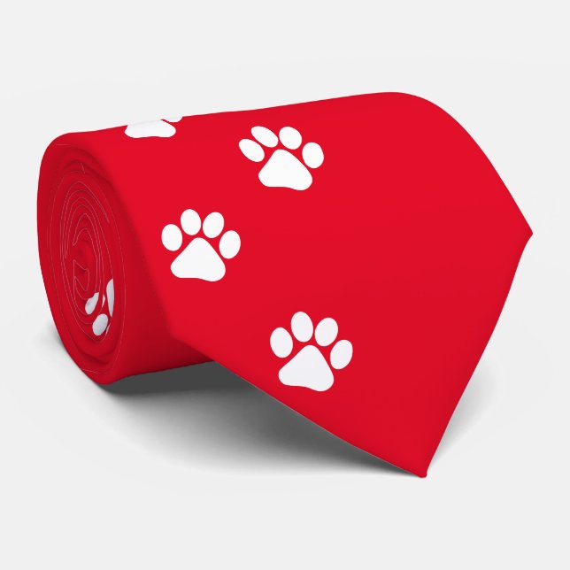 Cravate Cat Paw Trace Motif personnalisable (Roulé)